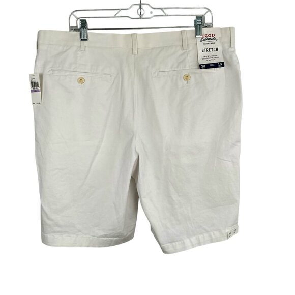 NWT Izod Saltwater Stretch Flat Front Washed Chino Cotton Short White Men's 38W - Picture 3 of 13